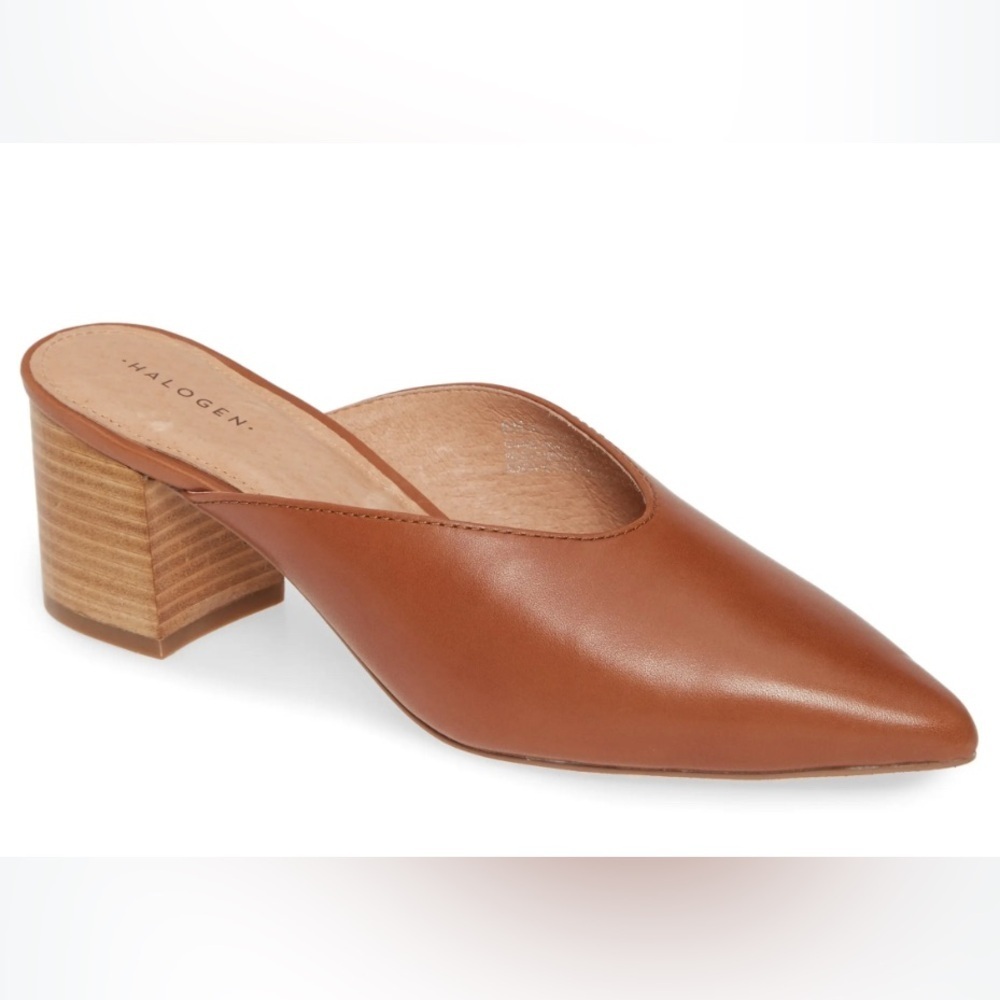Halogen Tan Leather Mules